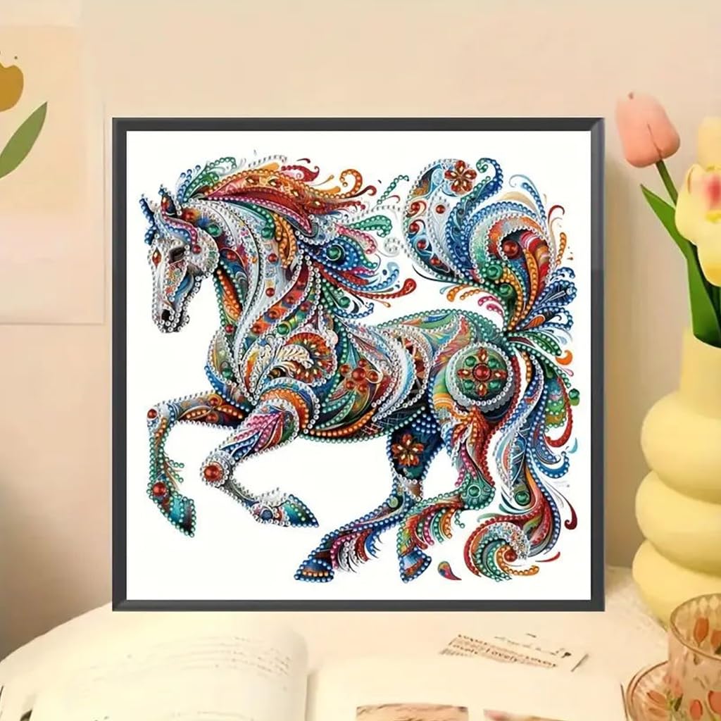 HASTHIP® 5D Diamond Painting Kit - Three-dimensional Diamond Painting, Aesthetic Dazzling Diamond Painting Home Decor DIY Diamond Painting Art Kit with Accessories and Tools, 12x12 Inches (Horse) HASTHIP® 5D Diamond Painting Kit - Three-dimensional Diamond Painting, Aesthetic Dazzling Diamond Painting Home Decor DIY Diamond Painting Art Kit with Accessories and Tools, 12x12 Inches (Horse)